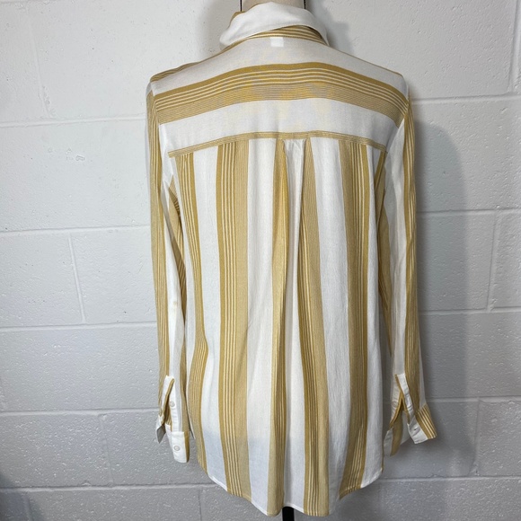 BP Yellow & White Striped Button Down Blouse - Picture 4 of 10